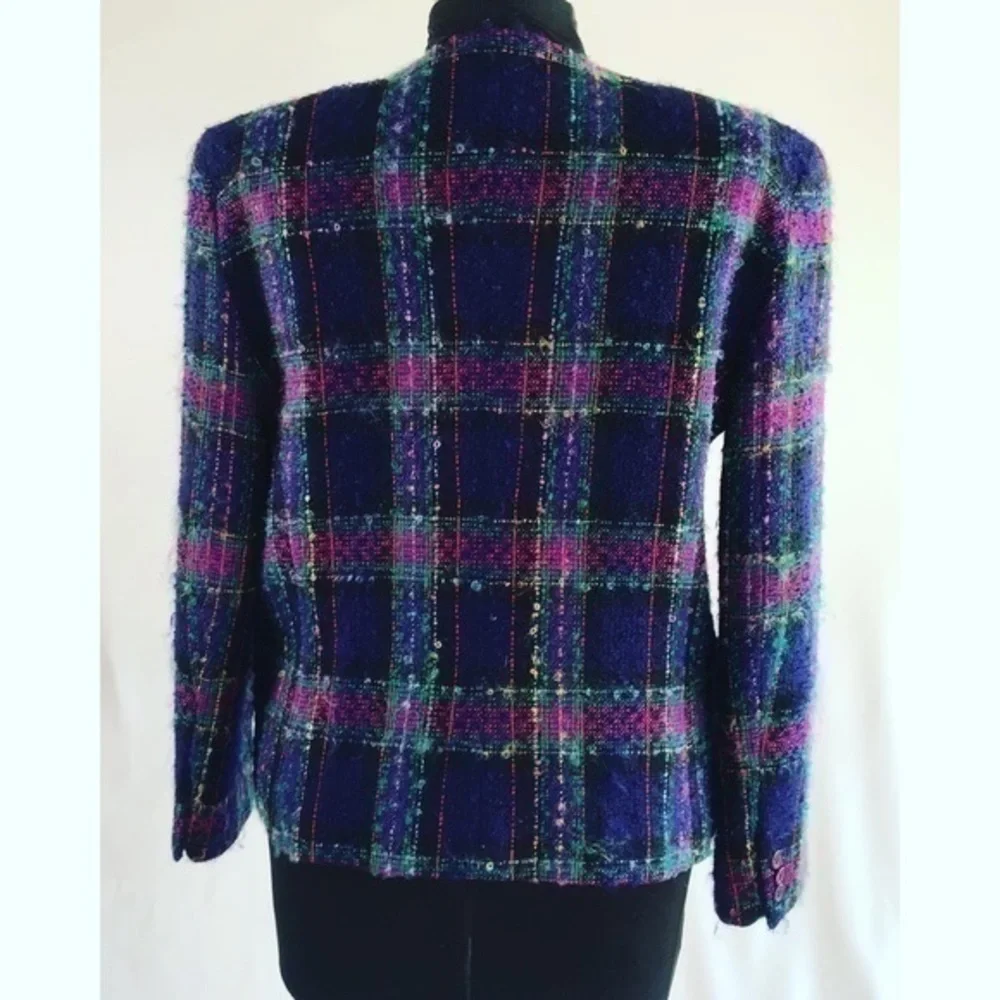 Vintage Jewel Tone Boucle Tweed Wool Blazer
